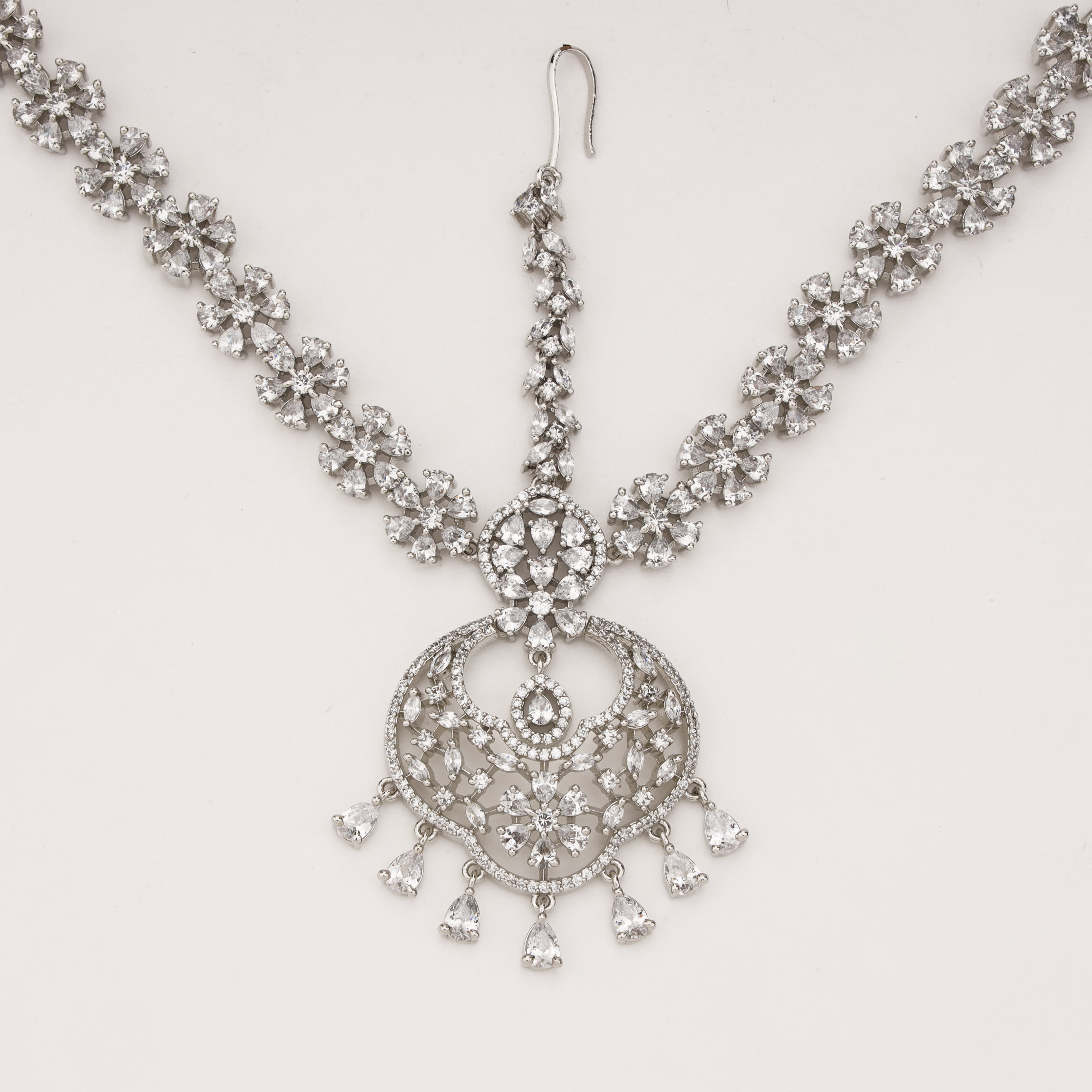 Celestial Bloom Crystal Bridal Mathapatti