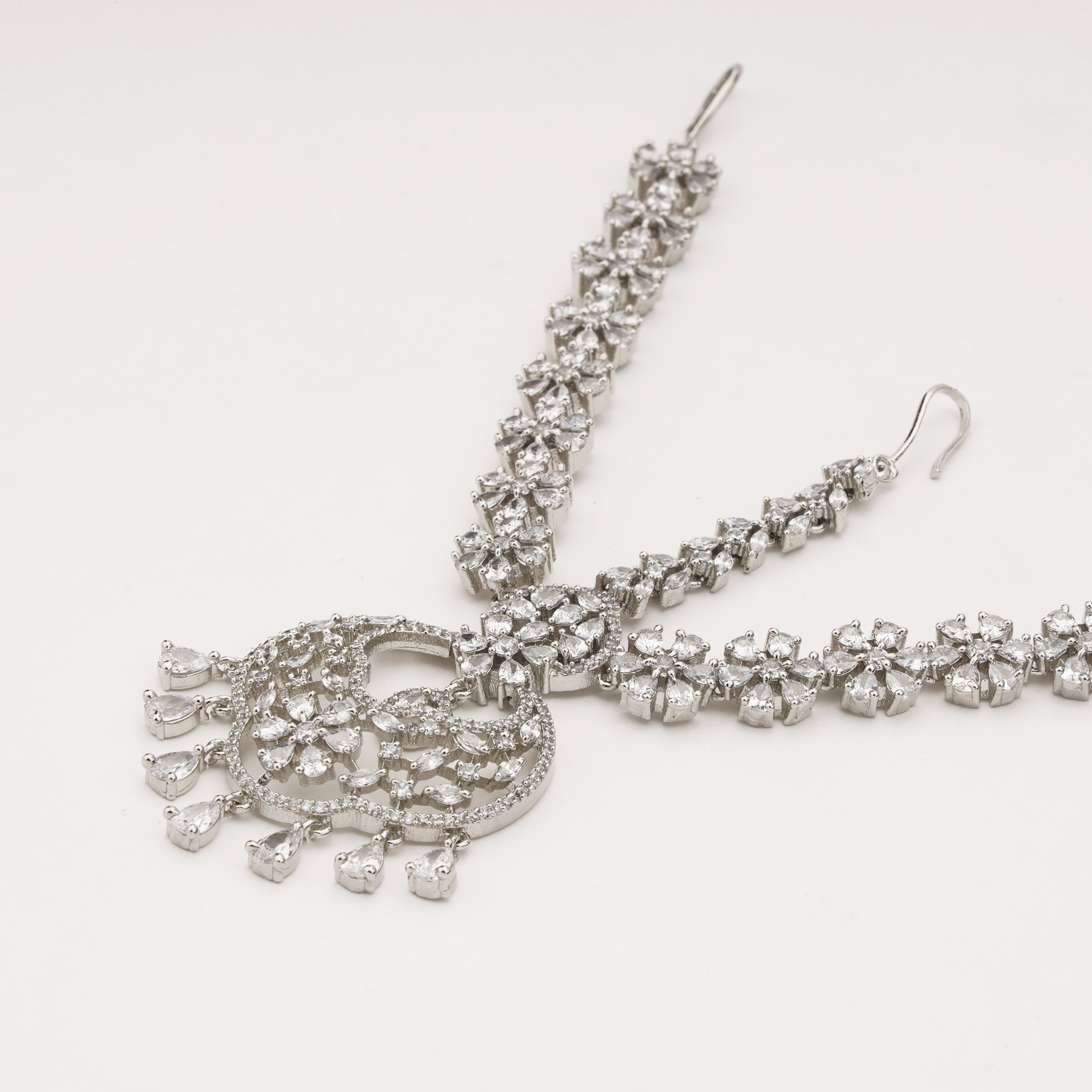 Celestial Bloom Crystal Bridal Mathapatti