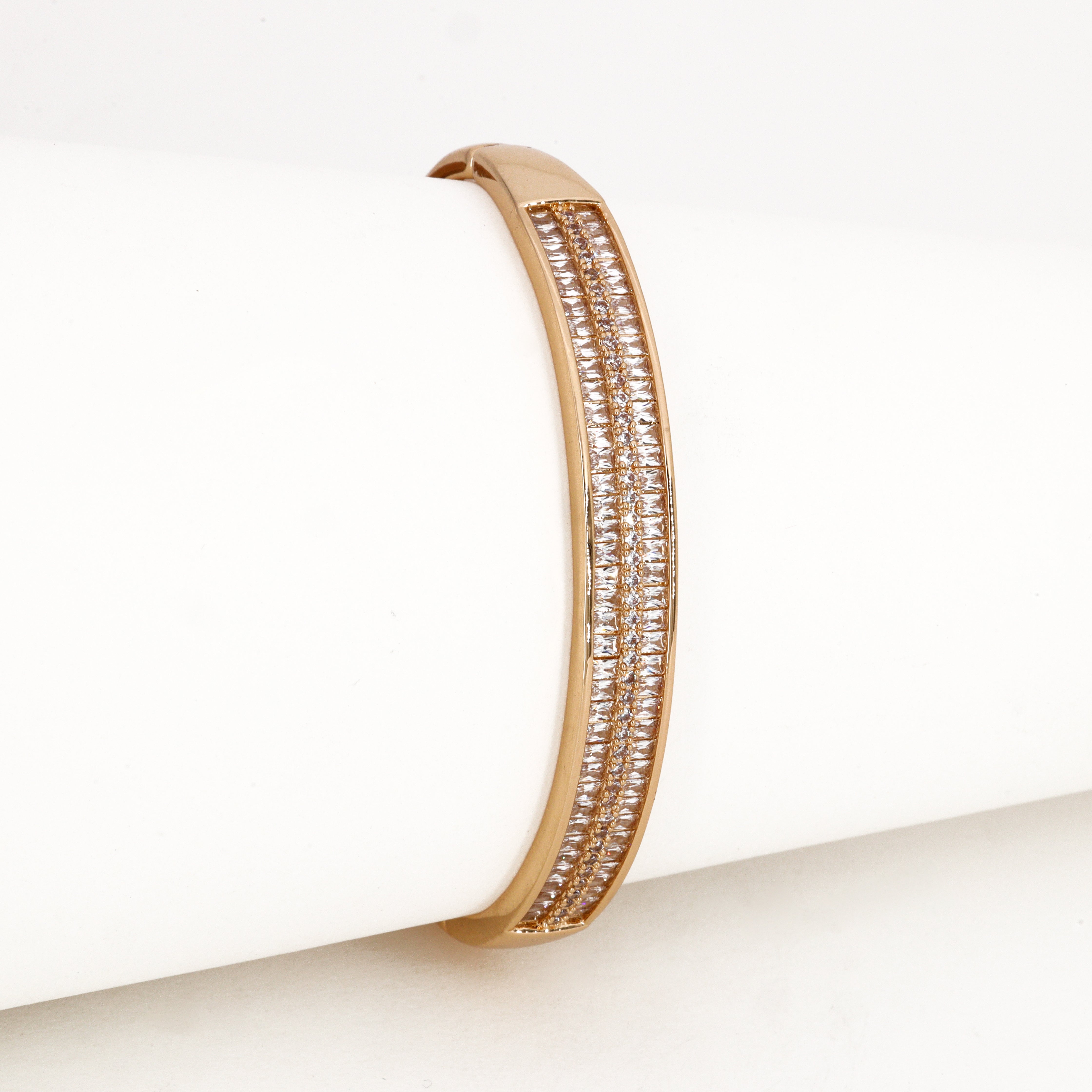 Gold Double Row Baguette Crystal Western Bracelet