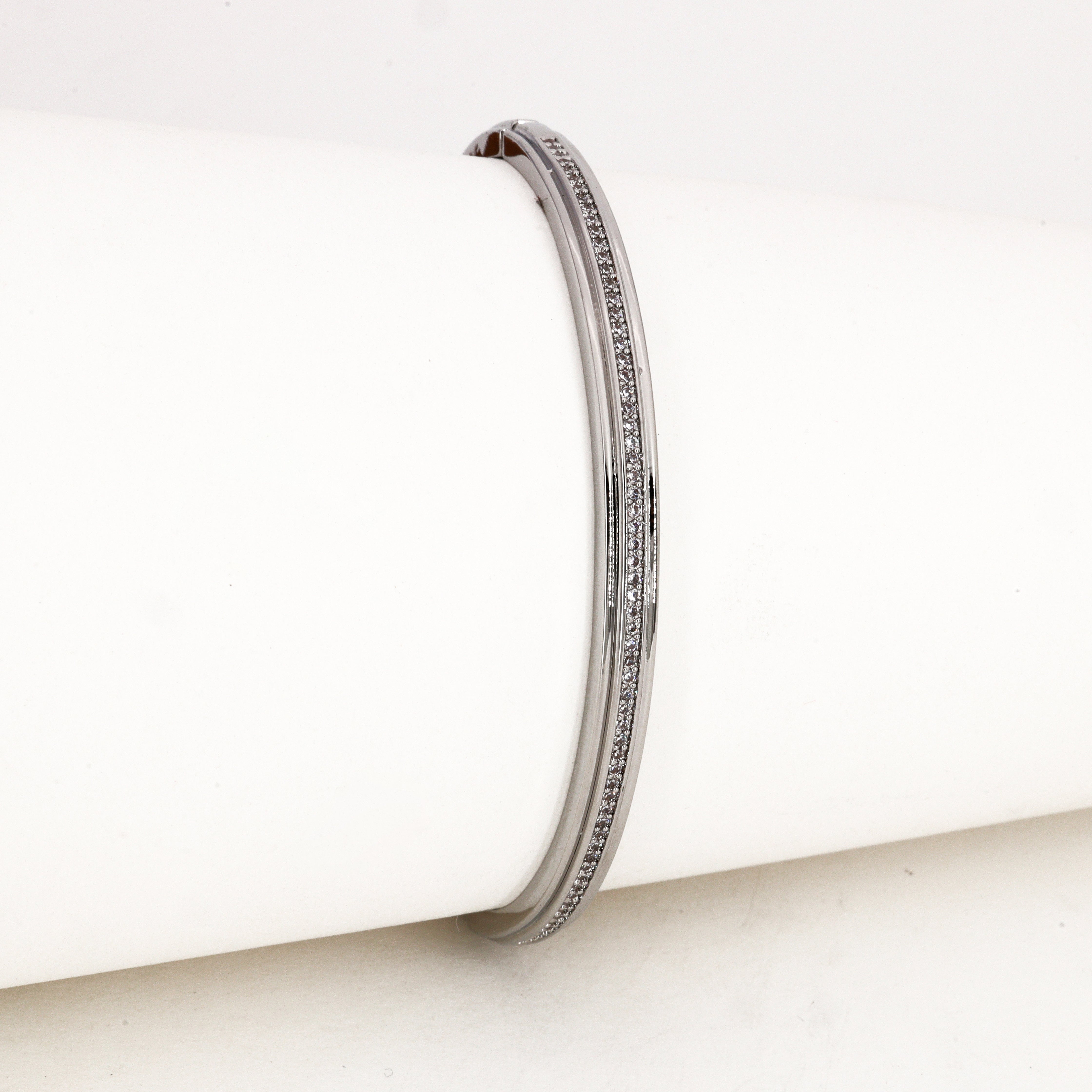 Silver Tone Single Row Pave Bracelet